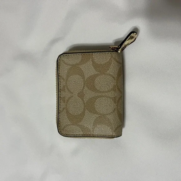 🟡 Coach Small Trifold Leather Wallet in Signature Canvas - Picture 5 of 7